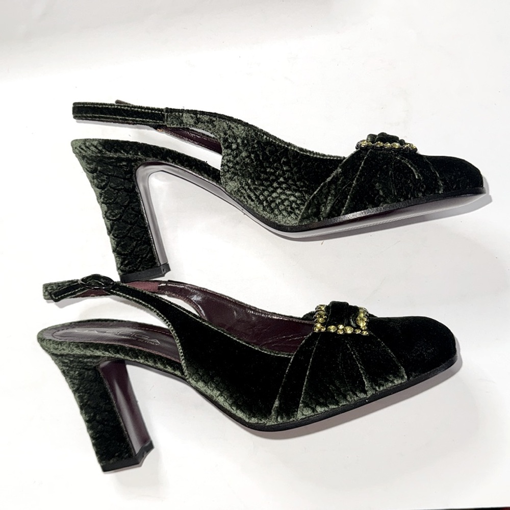 Via Spiga Green Velvet Python Shoes - Picture 3 of 9